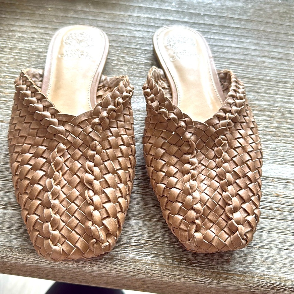 Vince Camuto Woven Mule Slides in Tan